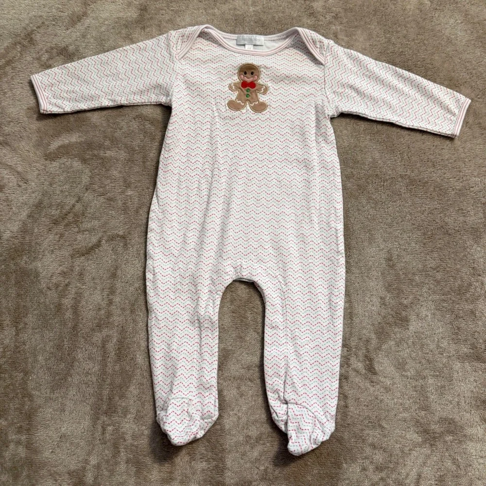 Magnolia Baby Gingerbread Man Footed Sleeper Pima Cotton Red Green Chevron 6M